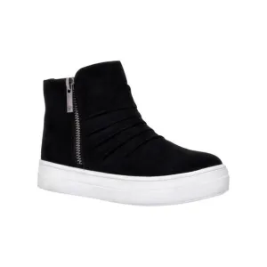NEW NINA girl's amanda high-top sneakers in black microsuede