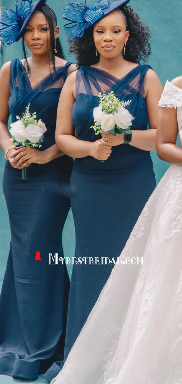 Newest V-neck Mermaid Long Cheap Bridesmaid Dresses, BDS0139
