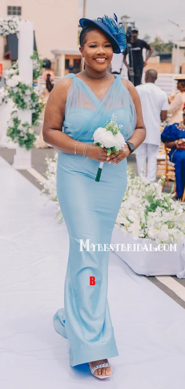 Newest V-neck Mermaid Long Cheap Bridesmaid Dresses, BDS0139