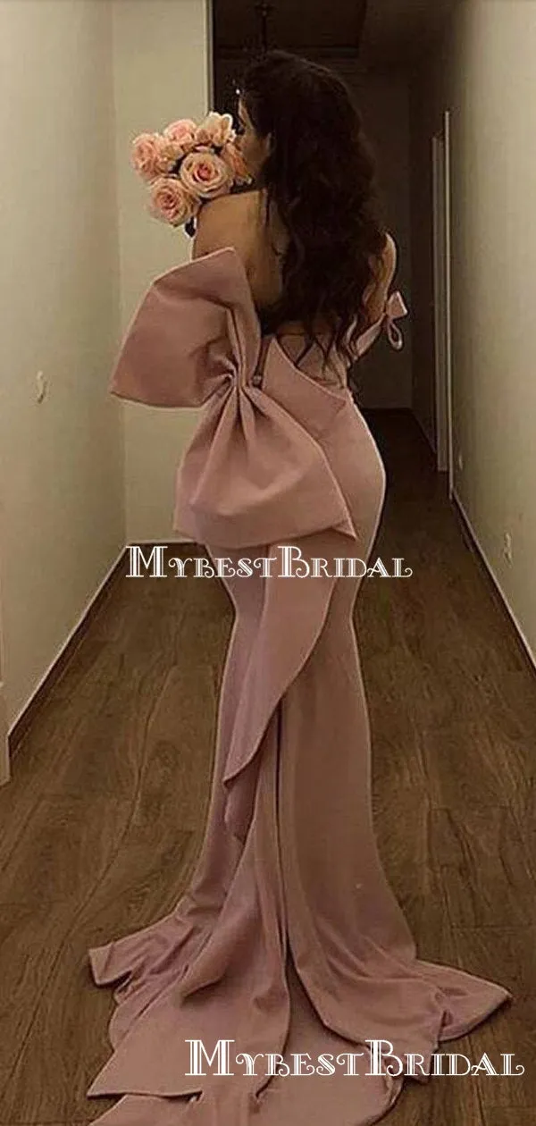 Off-The-Shoulder Dusty Rose Mermaid Long Cheap Bridesmaid Dresses, BDS0091