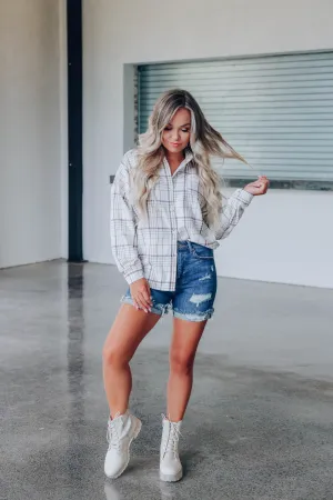 Oh So Trendy Plaid Flannel - Beige