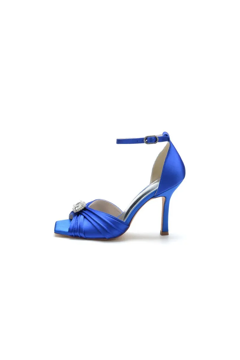 Open Toe Stiletto Heels with Ankle Strap