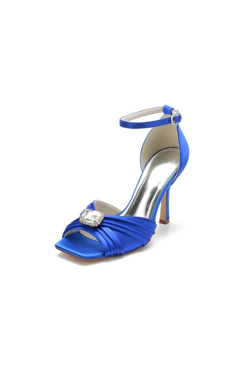 Open Toe Stiletto Heels with Ankle Strap