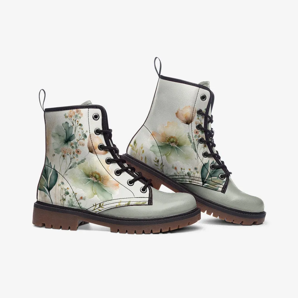 Pastel Floral Light Vegan Leather Unisex Boots