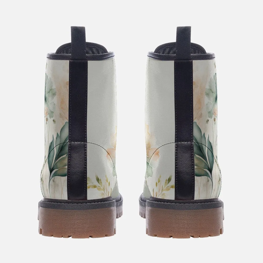 Pastel Floral Light Vegan Leather Unisex Boots