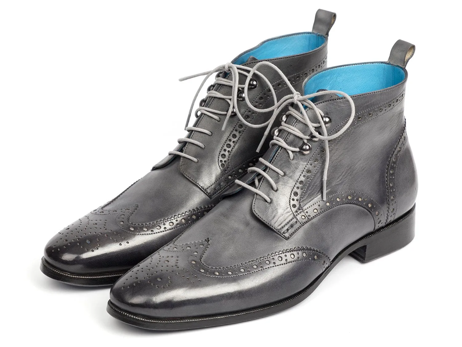 Paul Parkman Gray Hand-Painted Wingtip Ankle Boots
