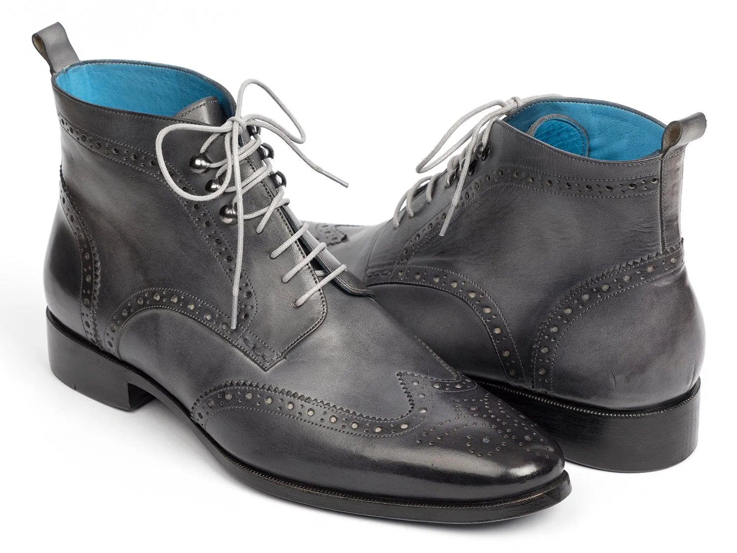 Paul Parkman Gray Hand-Painted Wingtip Ankle Boots