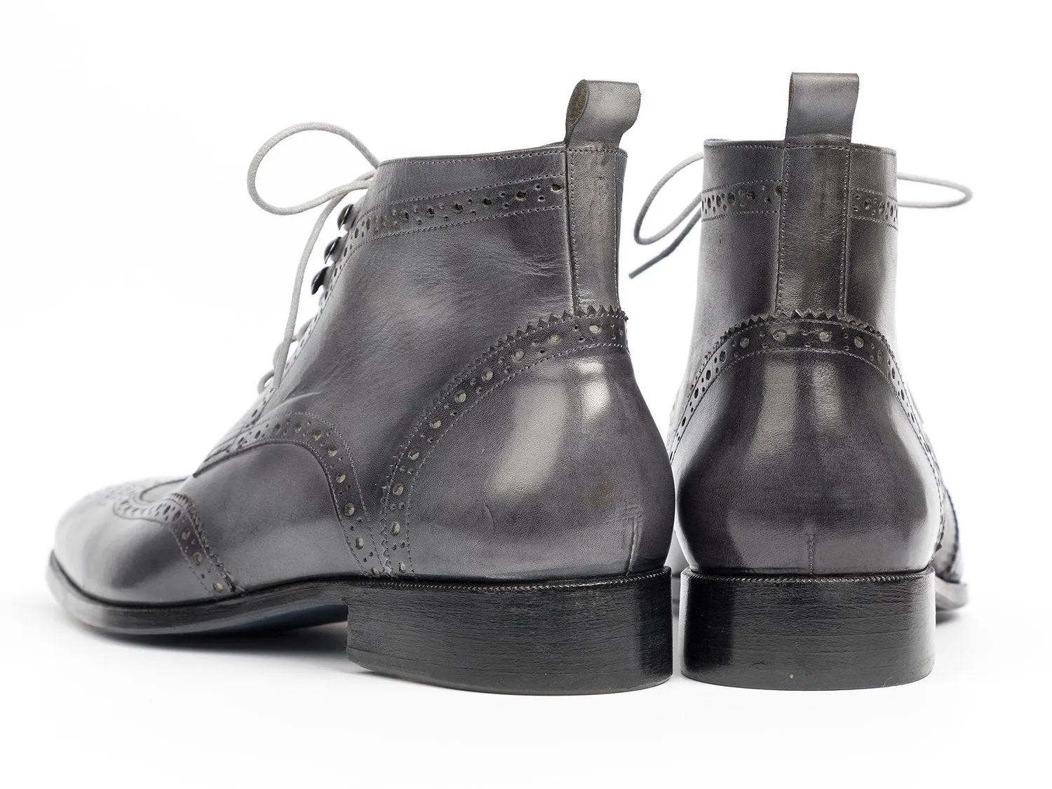 Paul Parkman Gray Hand-Painted Wingtip Ankle Boots