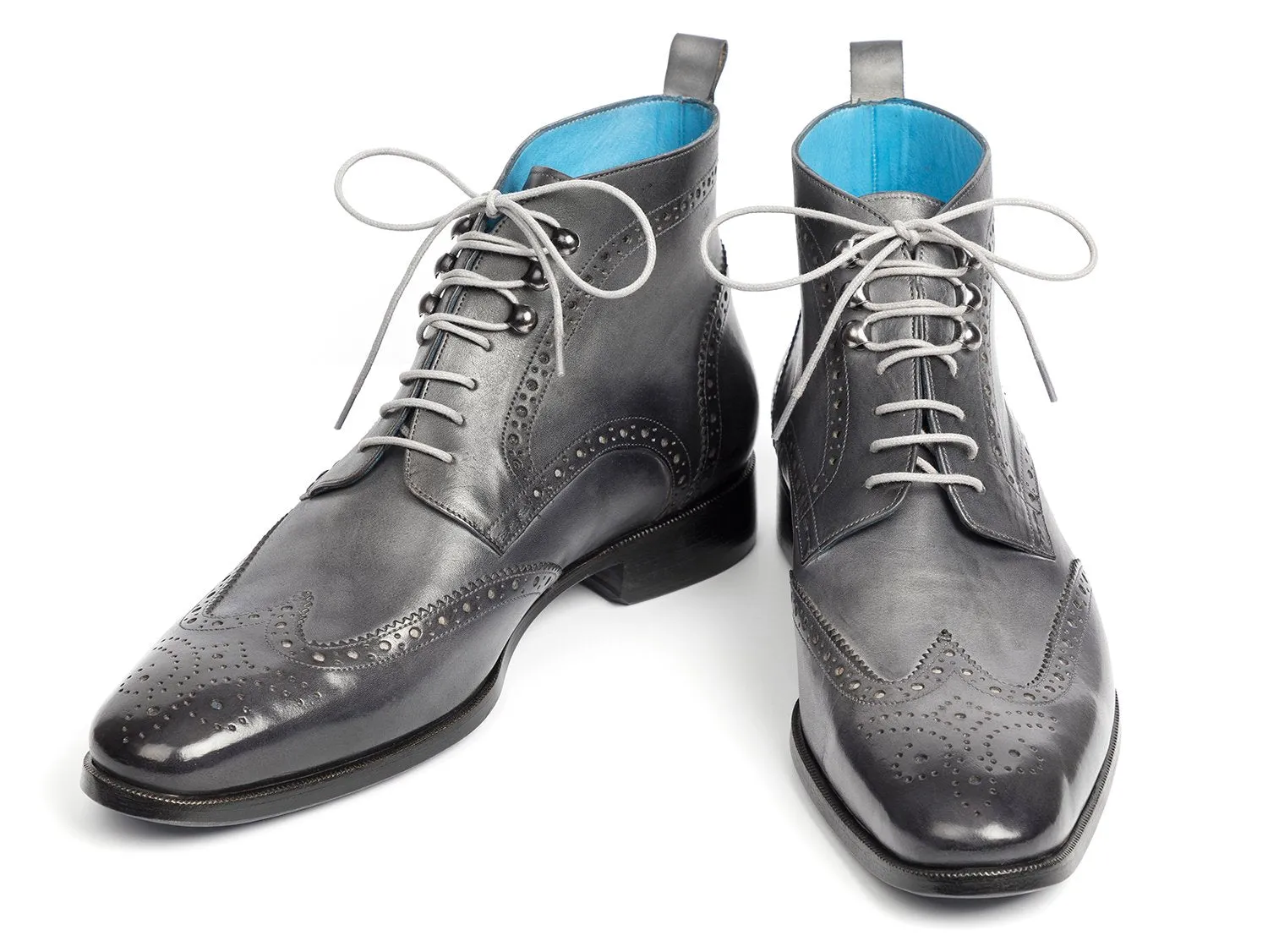 Paul Parkman Gray Hand-Painted Wingtip Ankle Boots