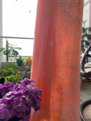 Peach-Orange Everyday Chikankari Georgette Salwar Suit Set Unstitched online