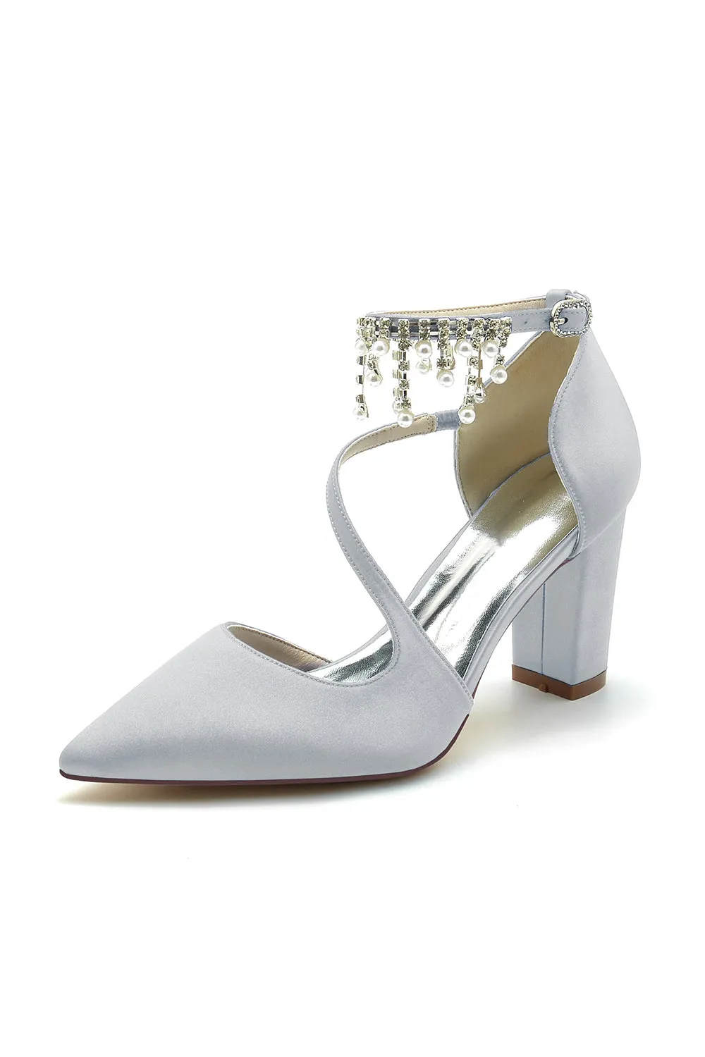 Pearl Tassel Block Heel Sandals