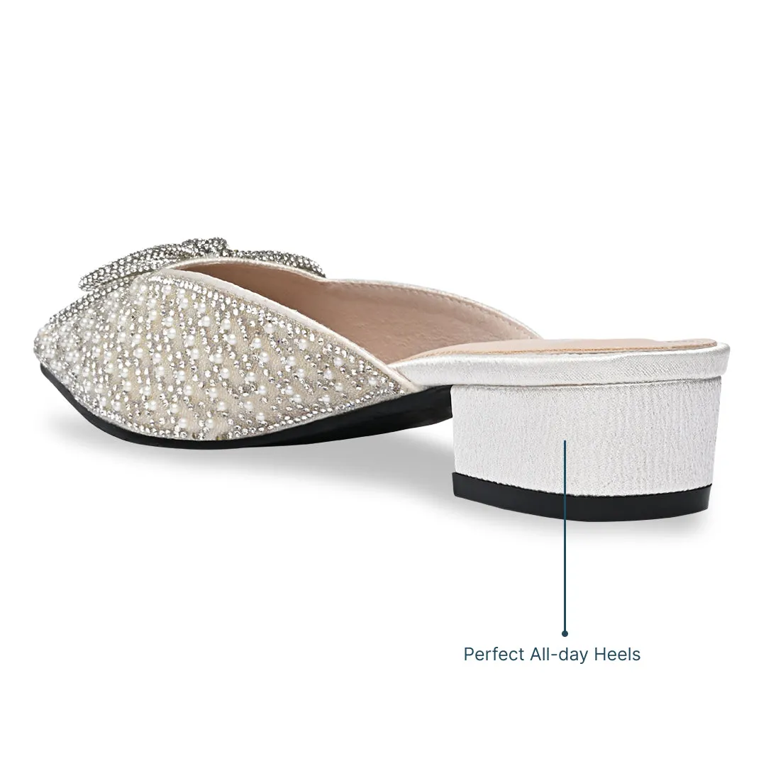 Pearly White Mule Heels