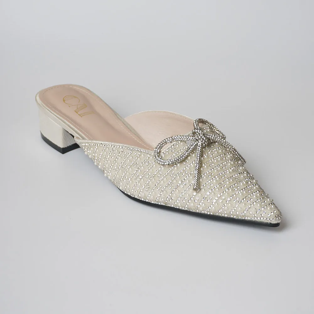 Pearly White Mule Heels