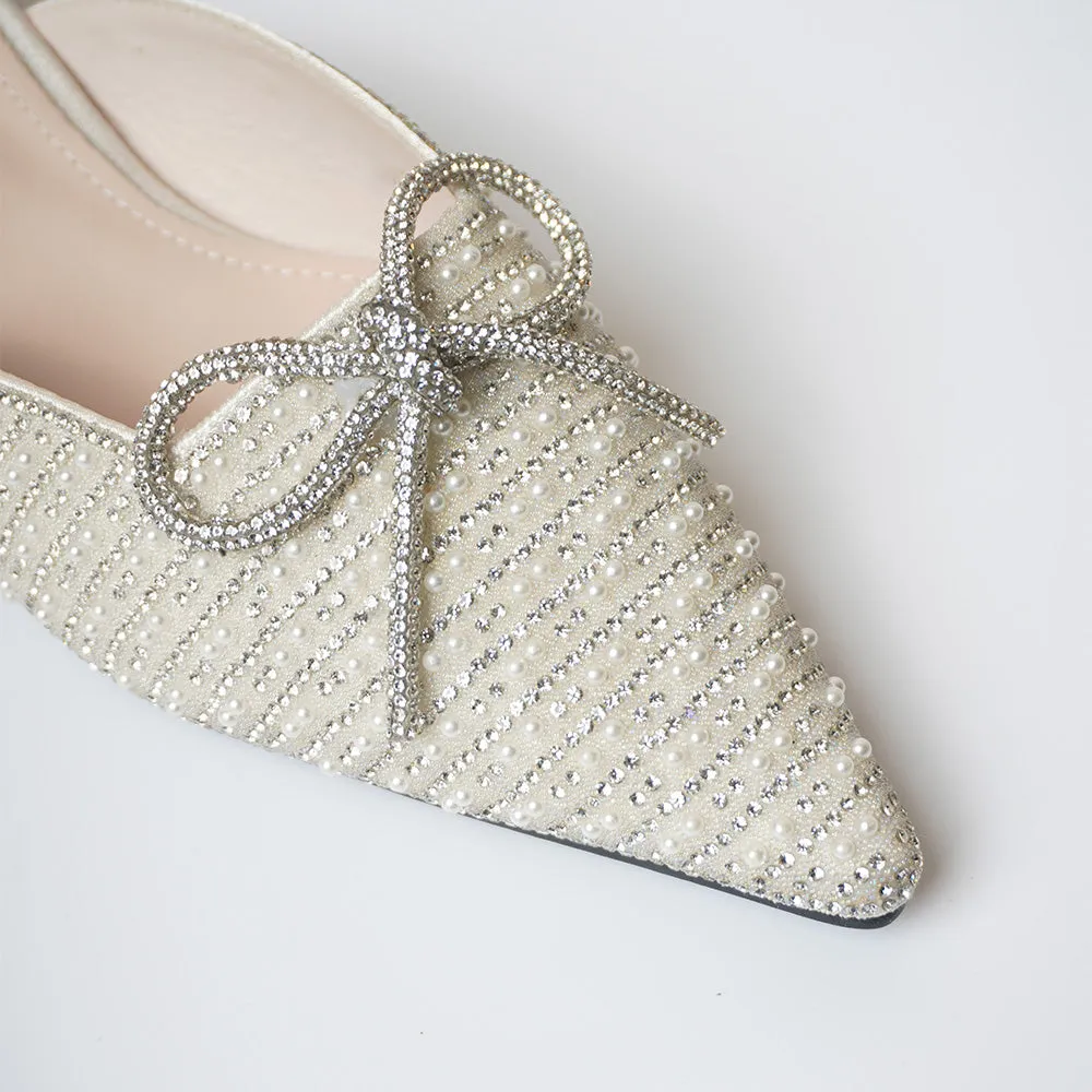 Pearly White Mule Heels