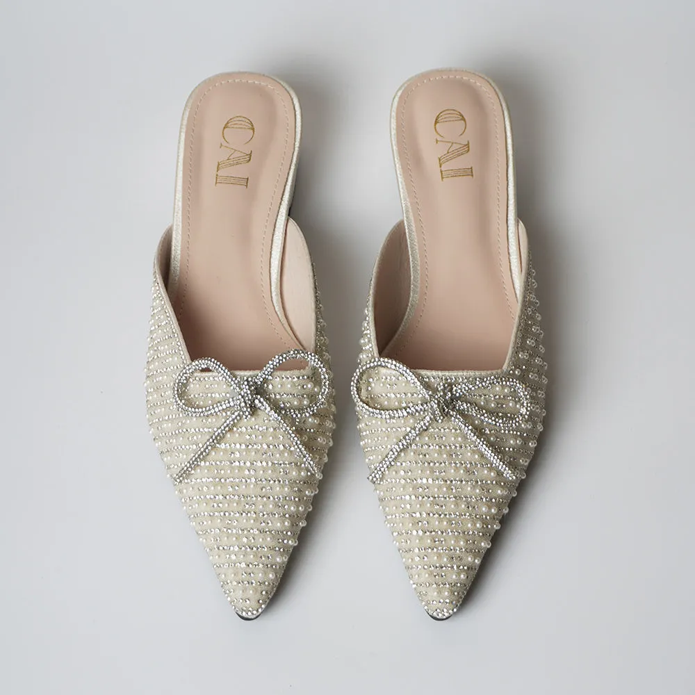 Pearly White Mule Heels