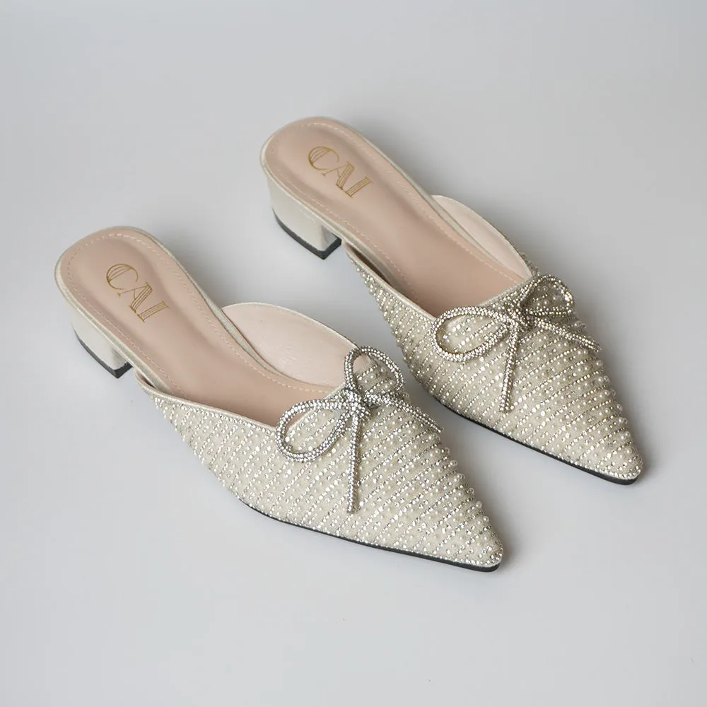 Pearly White Mule Heels