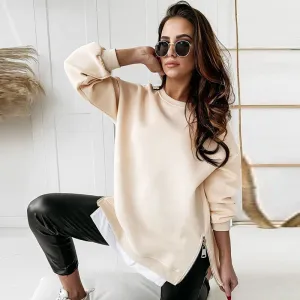 Perfect Affair Oversized Long Sleeve Side-Zip Sweatshirt