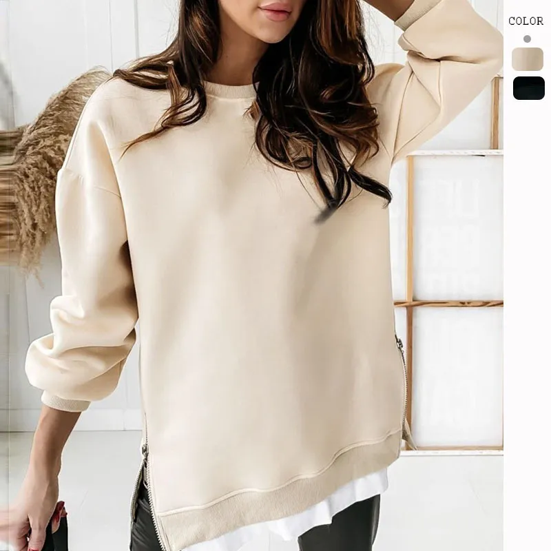Perfect Affair Oversized Long Sleeve Side-Zip Sweatshirt