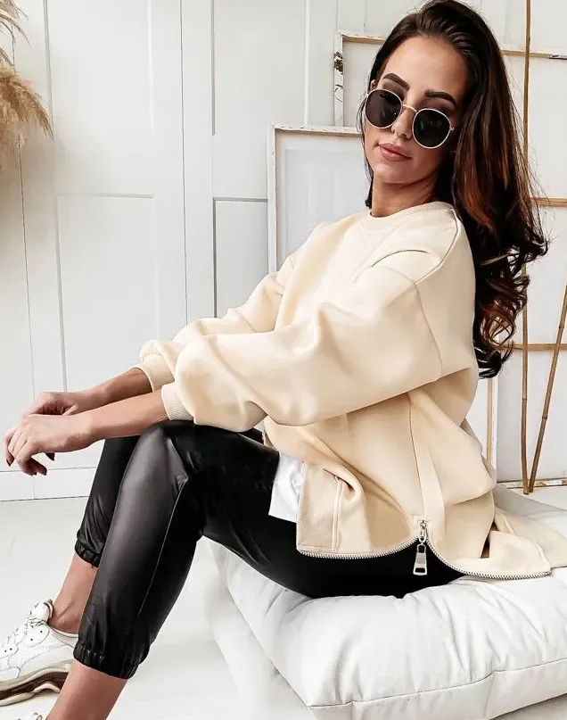 Perfect Affair Oversized Long Sleeve Side-Zip Sweatshirt