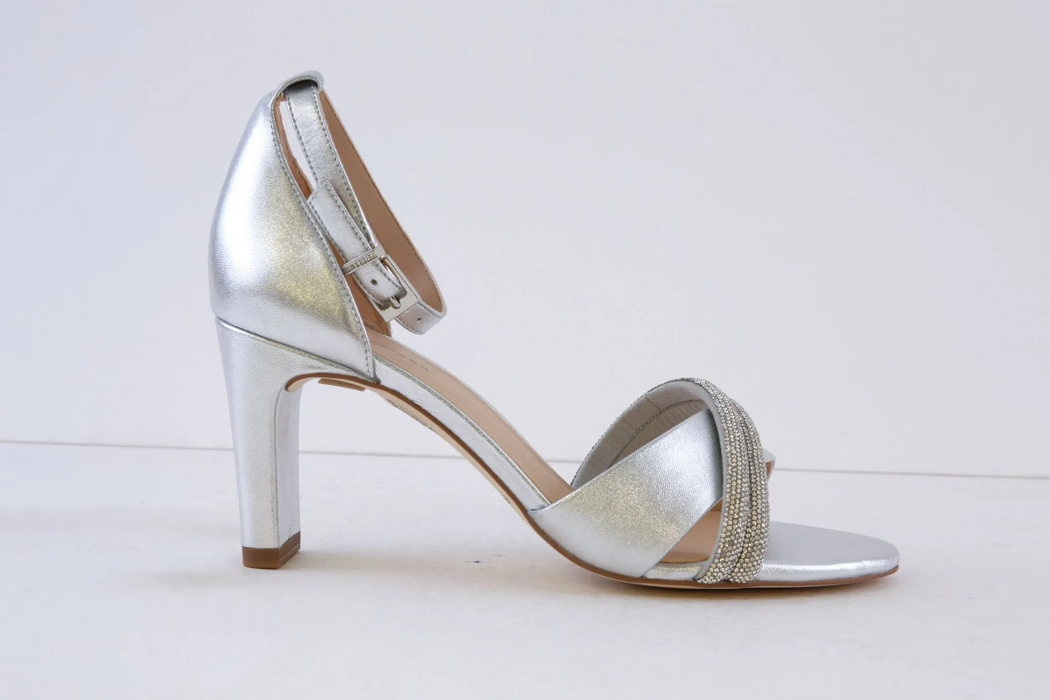 PETER KAISER - 78344-941 HIGH HEEL ANKLE STRAP SANDAL - SILVER