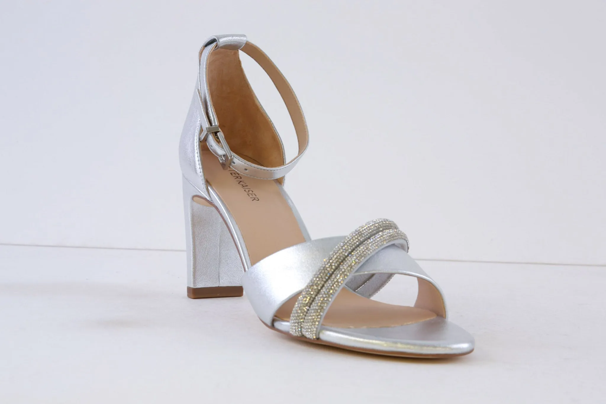 PETER KAISER - 78344-941 HIGH HEEL ANKLE STRAP SANDAL - SILVER
