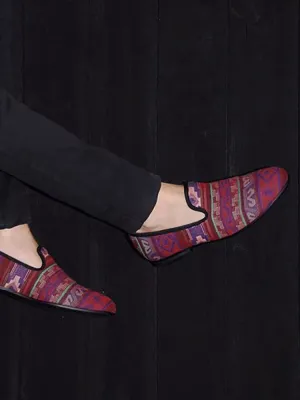 Piergitar bohemian ethnic style knitted fabric men's loafers handmade trendy slip-ons