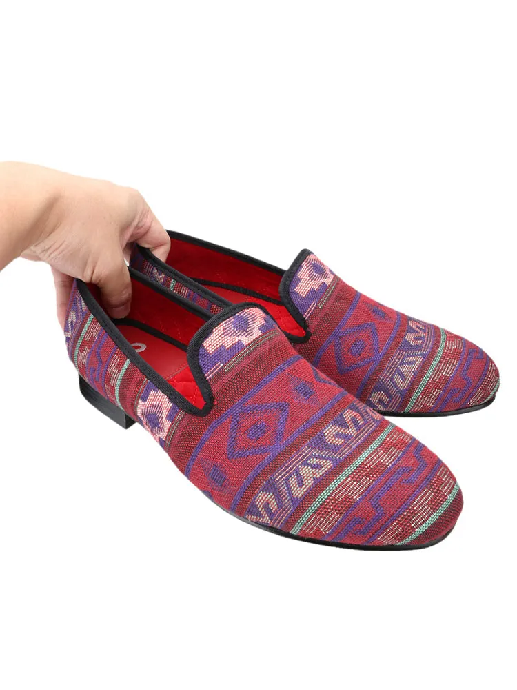 Piergitar bohemian ethnic style knitted fabric men's loafers handmade trendy slip-ons