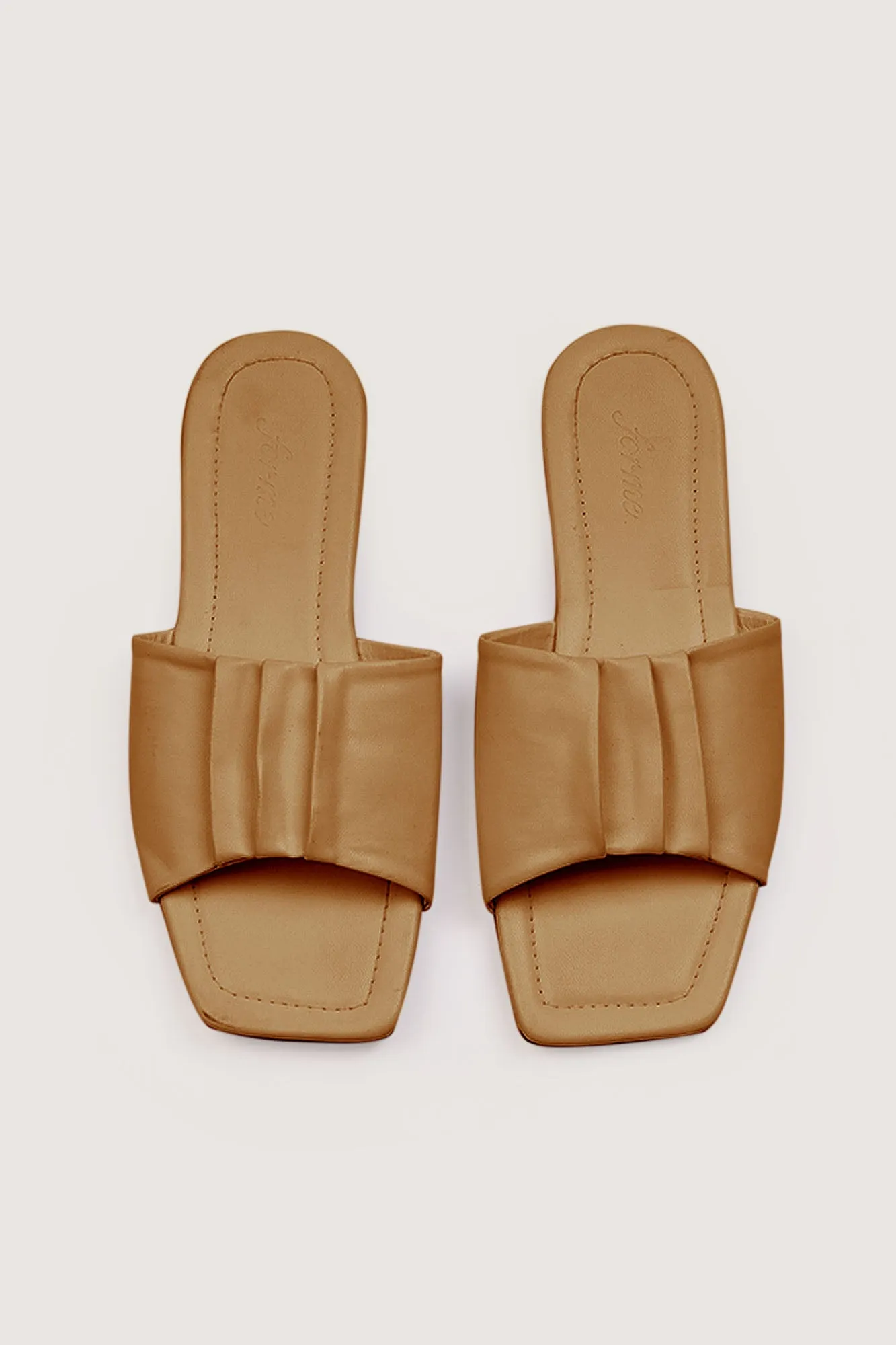 Pleated Band Square Toe Sandals