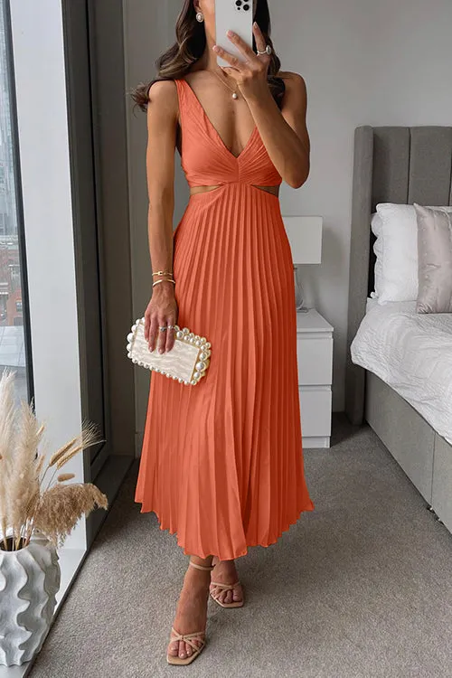 Pleated Midi Dress | Elegant & Flowy | Evening Chic