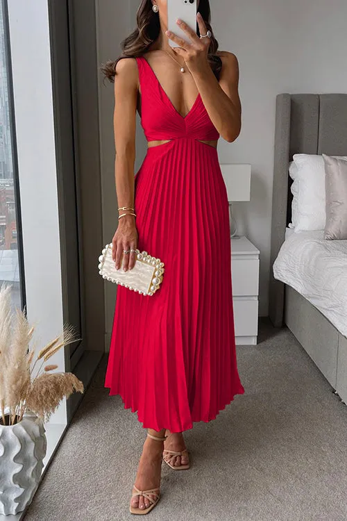 Pleated Midi Dress | Elegant & Flowy | Evening Chic