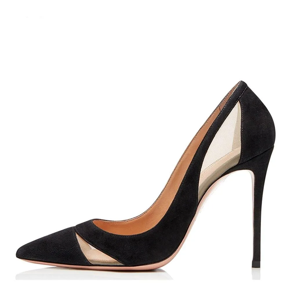 Pointed Toe High Heel Mesh Pumps Womens