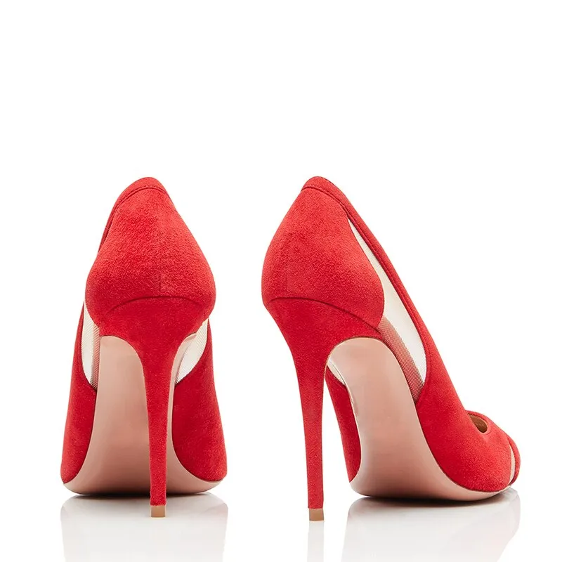 Pointed Toe High Heel Mesh Pumps Womens