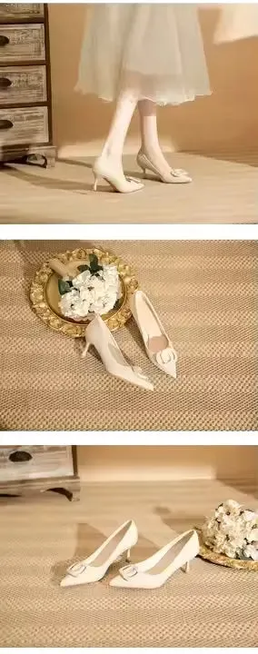 Pointed toe sandals Sequins Fine Heeled High Heels Elegant Sexy Ladies Sandals Wedding Shoes Banquet Shoes Women's