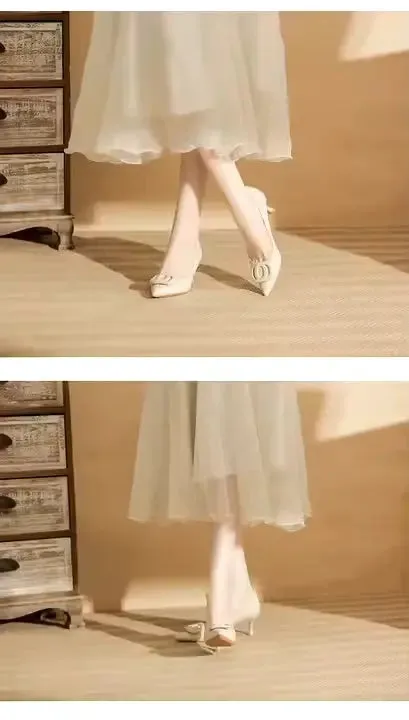 Pointed toe sandals Sequins Fine Heeled High Heels Elegant Sexy Ladies Sandals Wedding Shoes Banquet Shoes Women's