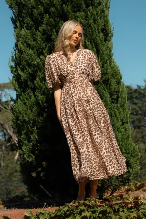 puff slv. animal midi dress (d733608)