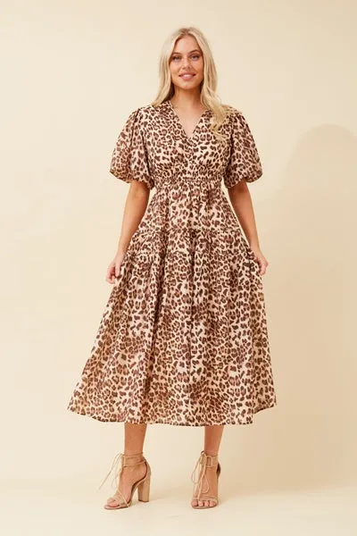puff slv. animal midi dress (d733608)