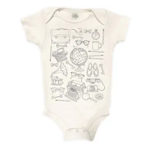 "professor" organic cotton bodysuit in stone