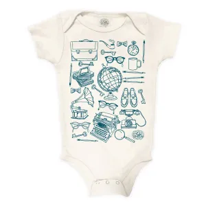 "professor" organic cotton bodysuit in teal
