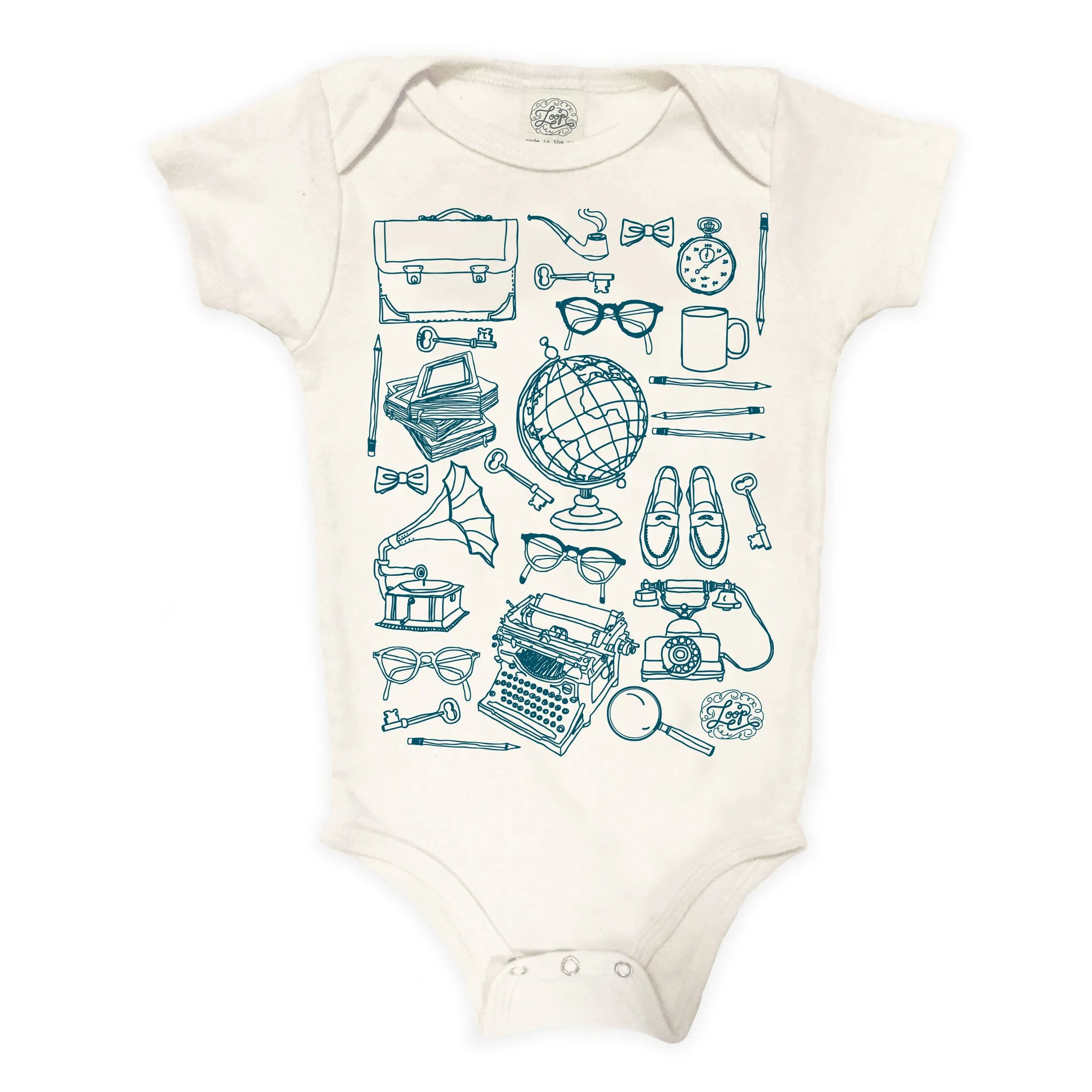"professor" organic cotton bodysuit in teal
