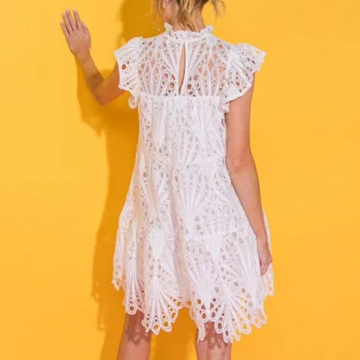 Raven High Neck Lace Mini Dress
