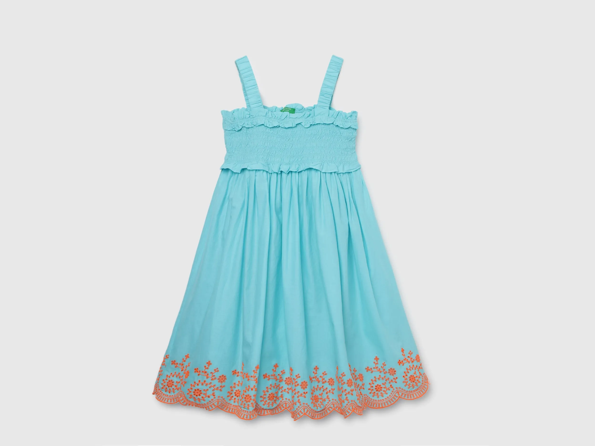 Regular-Fit Embroidered Cutwork Ruched Dress