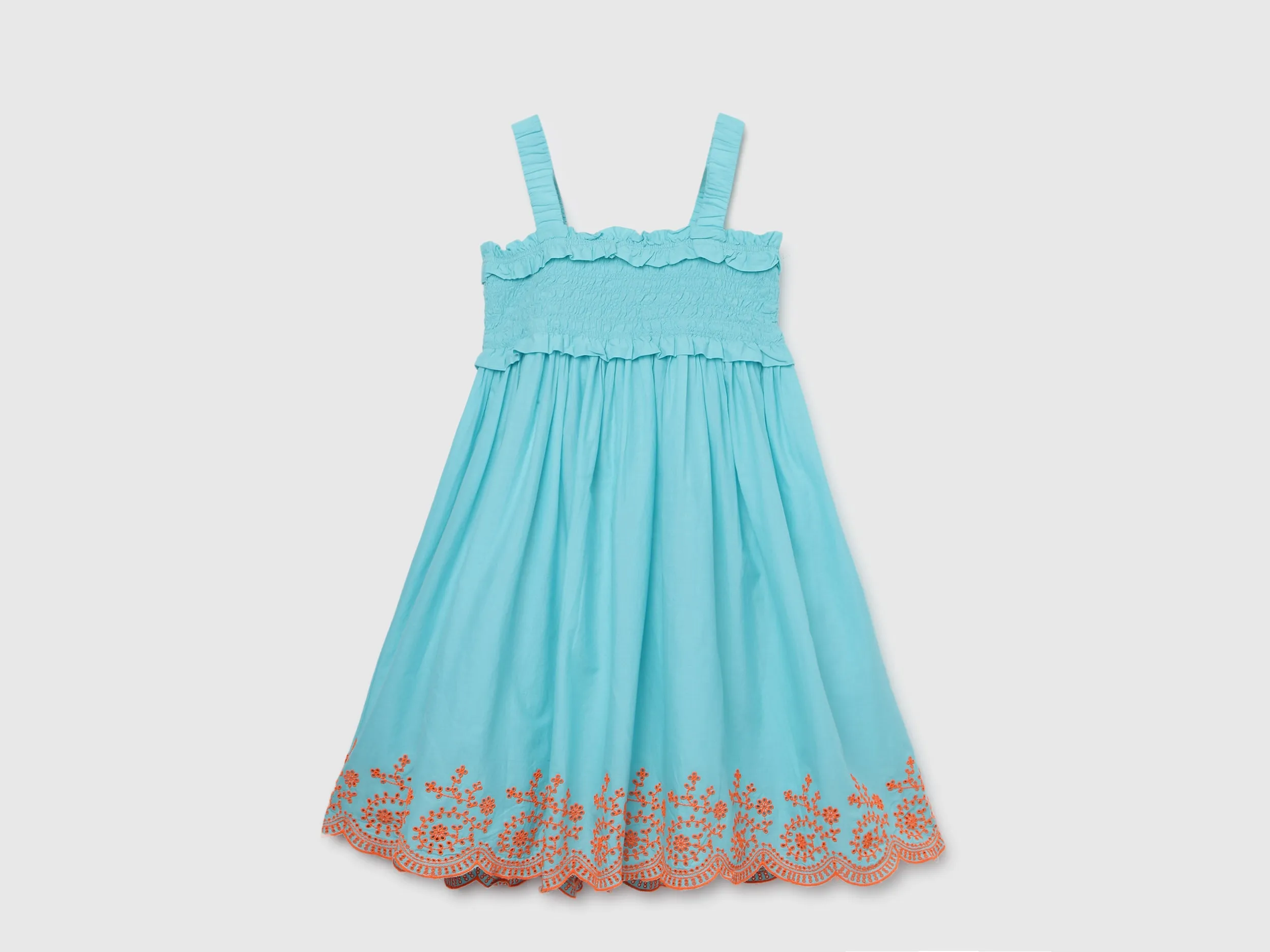 Regular-Fit Embroidered Cutwork Ruched Dress