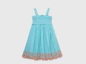 Regular-Fit Embroidered Cutwork Ruched Dress