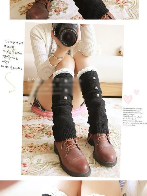 rivet & lace leg warmer