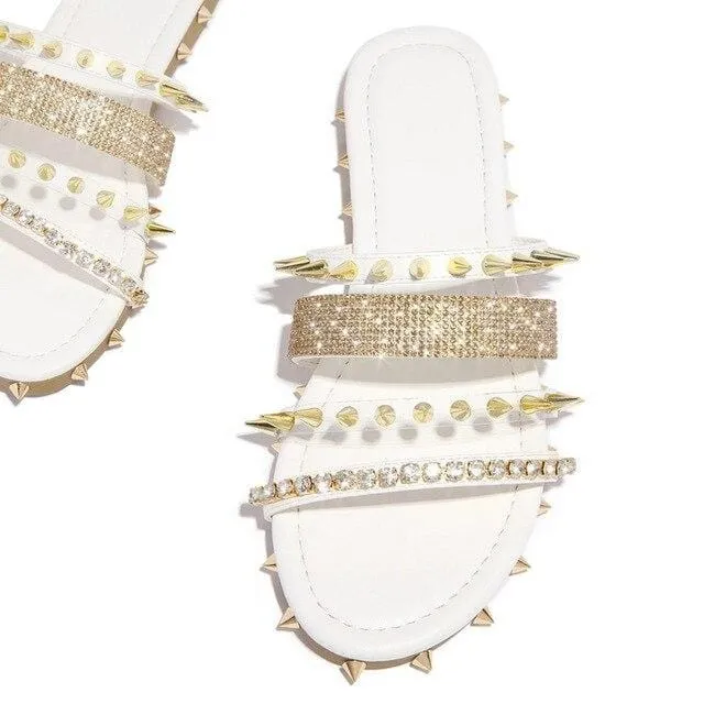 Rivet Rhinestone Ladies Sandals