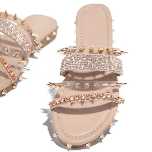 Rivet Rhinestone Ladies Sandals