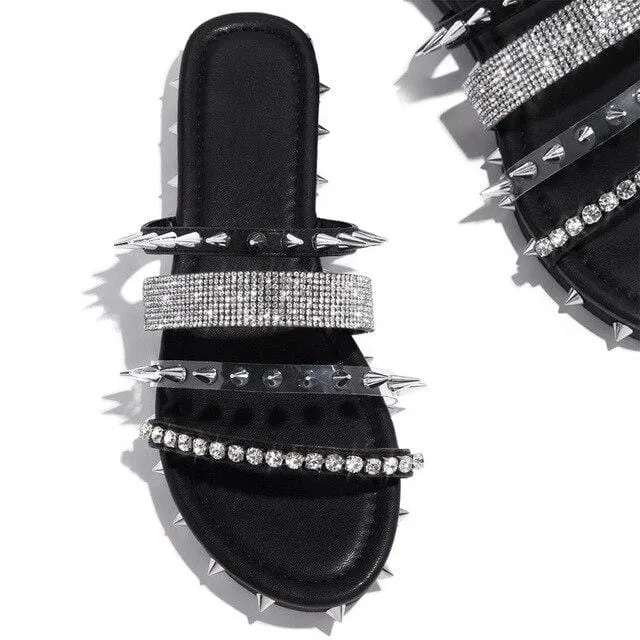 Rivet Rhinestone Ladies Sandals