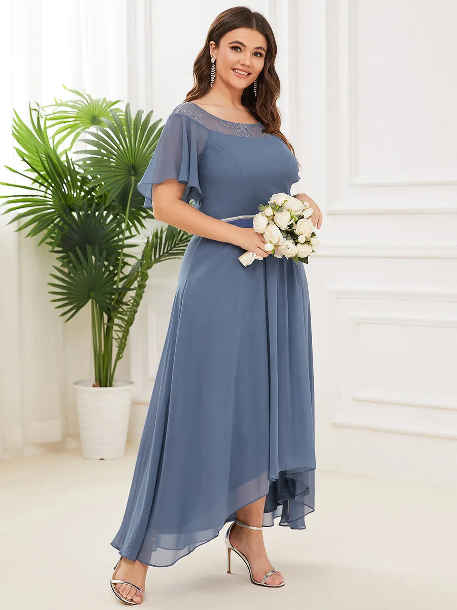 Robe mi-longue trapèze décontractée à encolure bateau pour femmes de grande taille avec ourlets asymétriques(Vente finale)