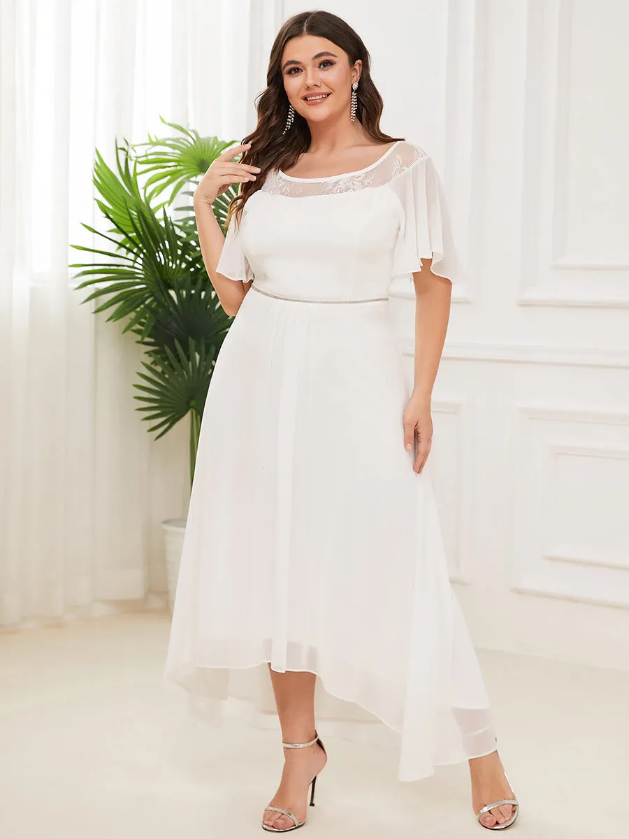Robe mi-longue trapèze décontractée à encolure bateau pour femmes de grande taille avec ourlets asymétriques(Vente finale)