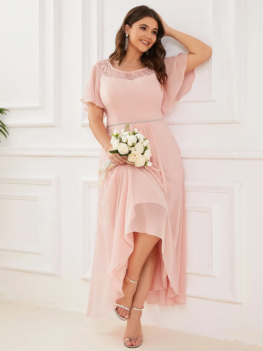 Robe mi-longue trapèze décontractée à encolure bateau pour femmes de grande taille avec ourlets asymétriques(Vente finale)